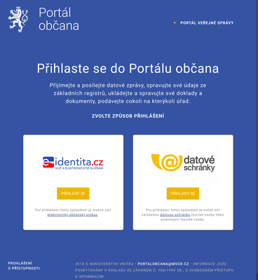 Náhled portálu občana